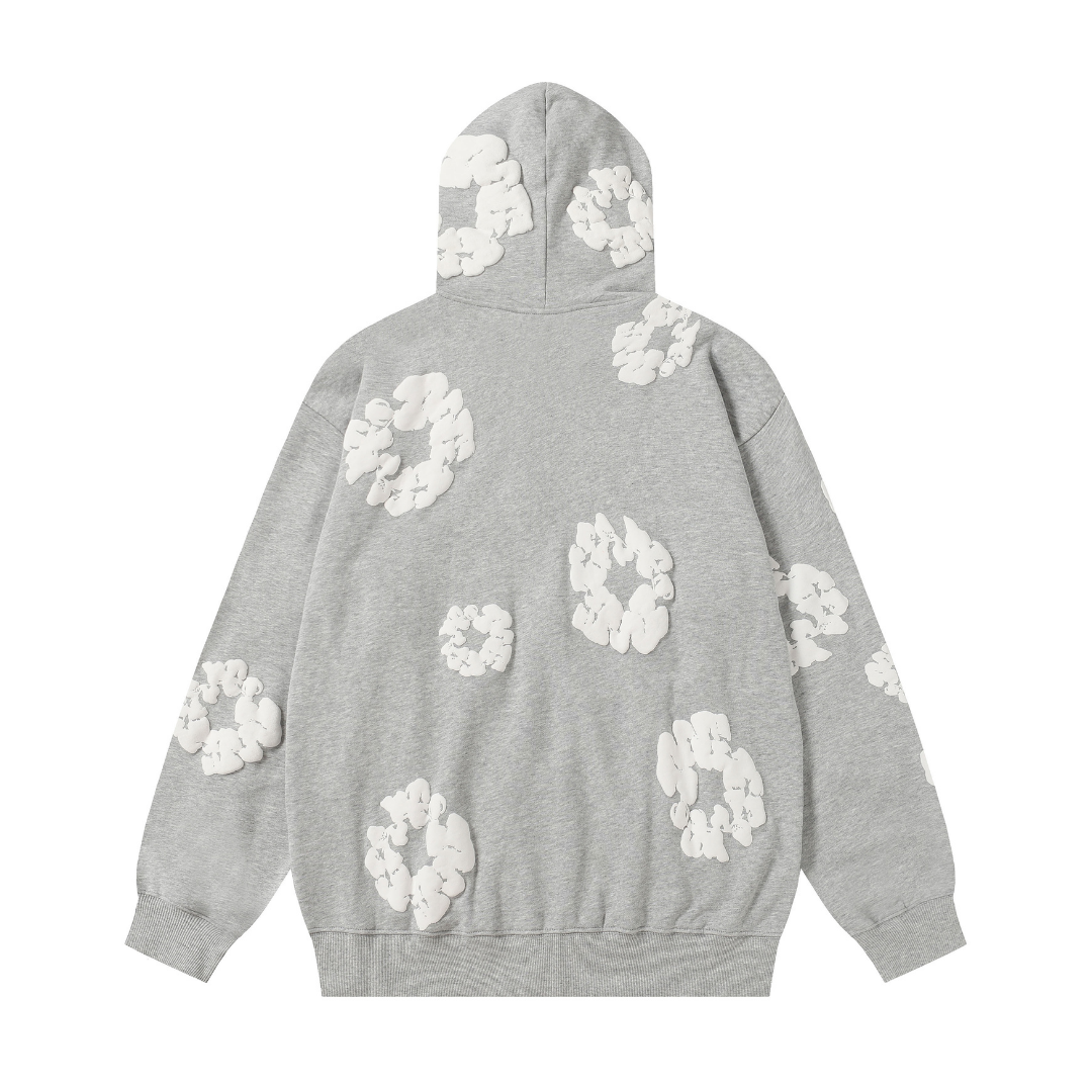 Sweat à capuche zippé en denim