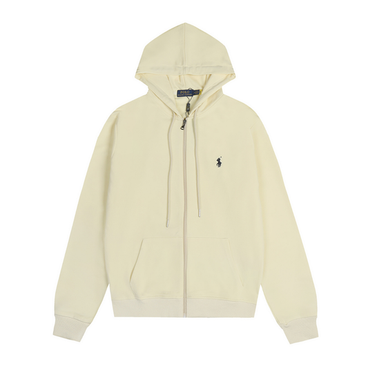 Sweat à capuche zippé Polo beige