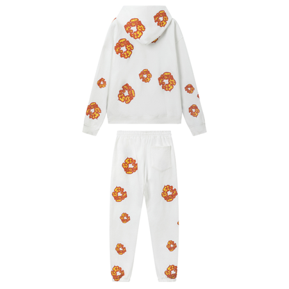 Survêtement en denim blanc et orange