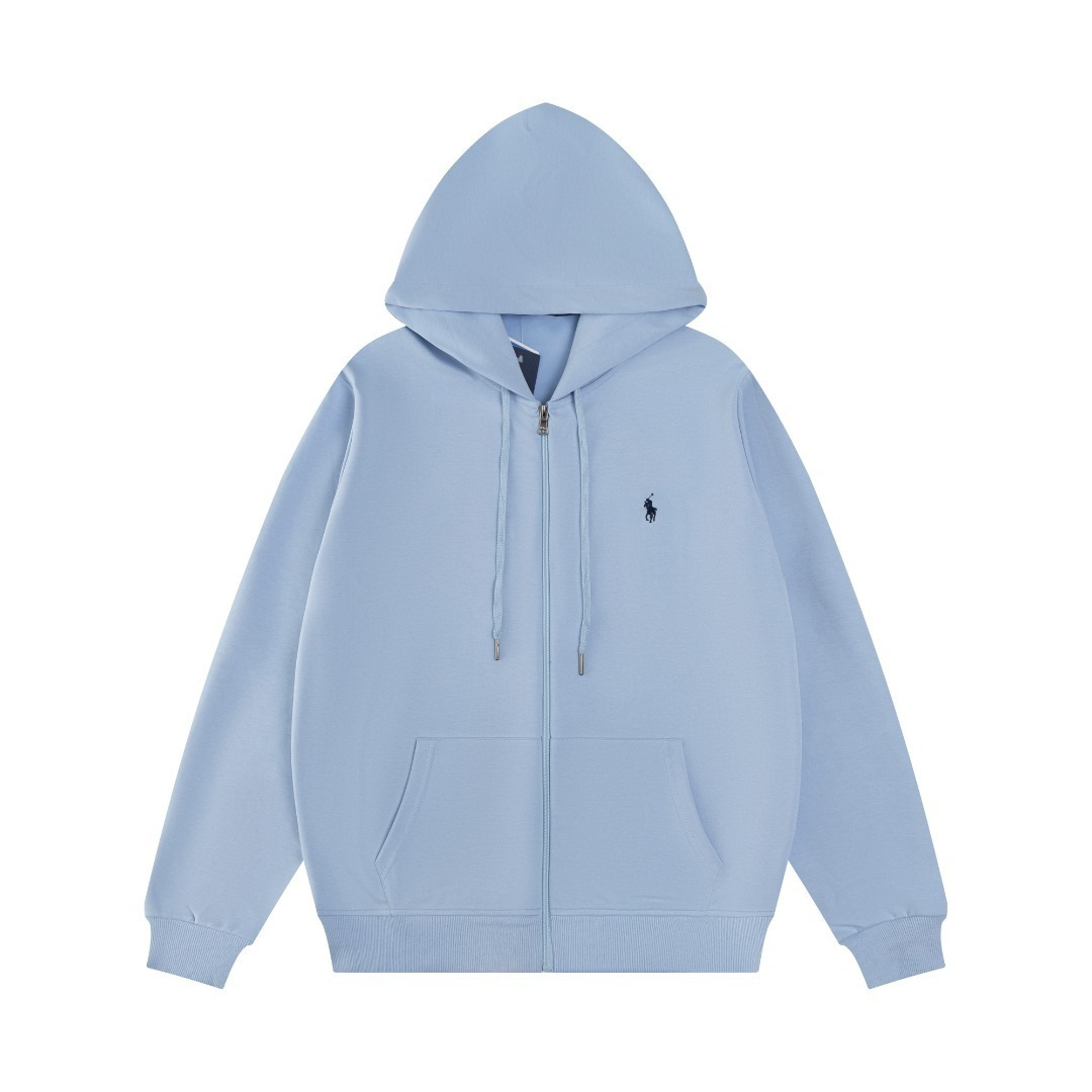 Sweat à capuche zippé bleu Polo