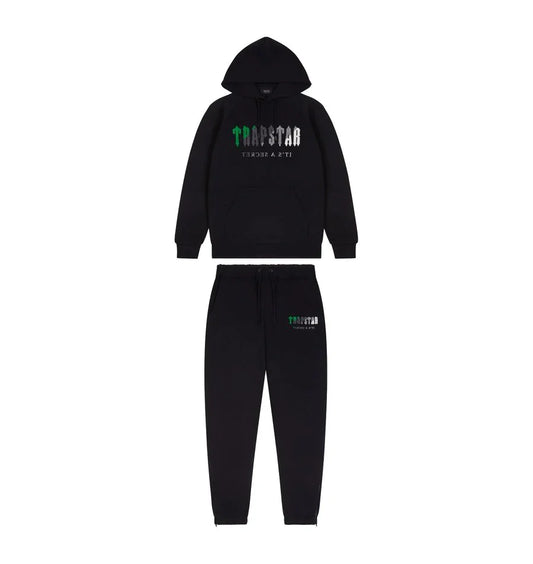 Survêtement à capuche Trapstar Chenille Decoded - Noir/Vert Abeille