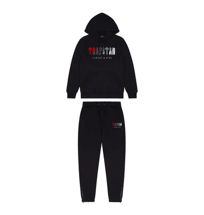 Survêtement à capuche Trapstar Chenille Decoded - Noir/Rouge
