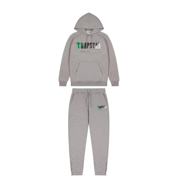 Survêtement à capuche Trapstar Chenille Decoded - Gris/Vert Abeille