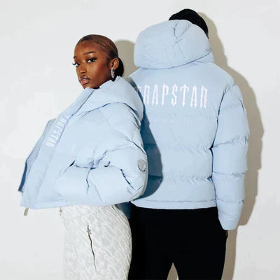 Doudoune à capuche Trapstar Decoded pour femme - Bleu ciel