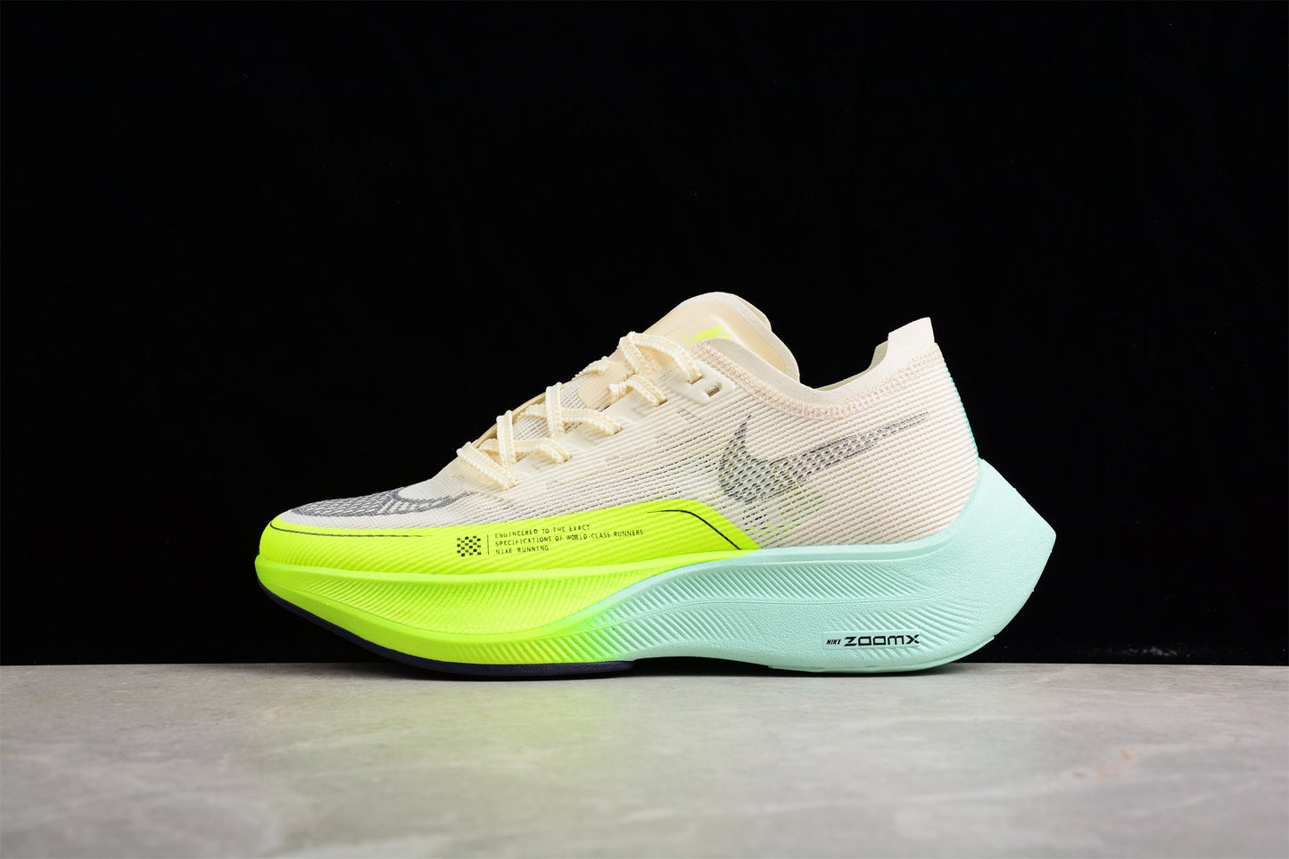 ZoomX Vaporfly NEXT% 2 Crème, Vert néon et Turquoise 