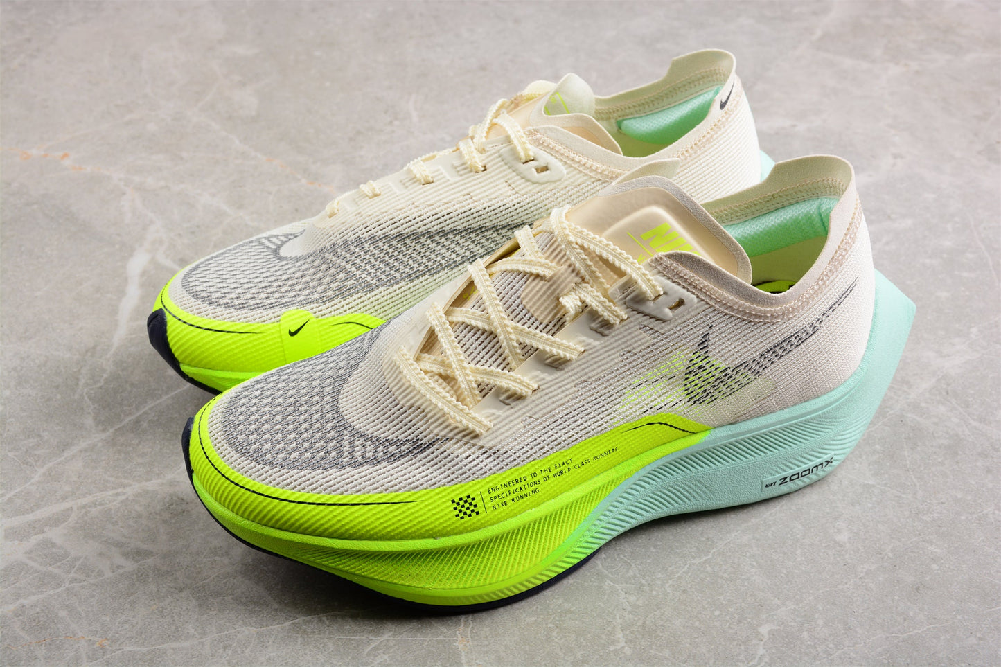 ZoomX Vaporfly NEXT% 2 Crème, Vert néon et Turquoise 